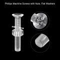 Uxcell M8 X 50mm Plastic Phillips Machine Screws With Nuts And Flat Washers Pc Head Bolts Transparent 20 Sets