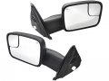 Power Door Mirror Set Of 2 Trailer Towing Manual Flip-up Heated Black Textured Compatible With 2003-2009 Dodge Ram 2500 Curved 