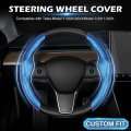 Cartist Carbon Fiber Steering Wheel Cover Custom Fit For Tesla Model 3 2017-2023 2024 And Y 2020-2023 Anti Skid Leather Car