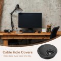 Uxcell 3pcs Cable Hole Cover 2-3 8 Zinc Alloy Desk Wire Cord Grommets For Office Pc Organizer Black