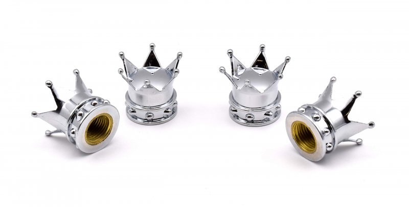 Crown Shiny Chrome Universal Valve Caps
