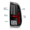 Amerilite For 08-16 Ford F250 F350 F450 Super Duty Pickup Truck Black Led Replacement Brake Lamps Taillights Set Passenger And