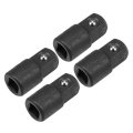 4pcs 1 4 Drive F X 3 8 M Socket Reducer Adapter Female To Male Cr-v Steel Black 