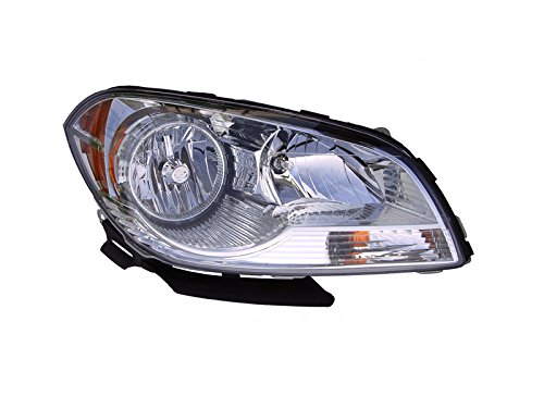 Headlightsdepot Chrome Housing Halogen Headlight For Chevrolet Malibu 2008-2012 Includes Right Passenger Side Headlamp