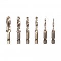 Driak 6pcs Hss Screw Countersink Drilling Bits M3-m10 Combination 1 4 Hex Twist Tap Drill Dit Set