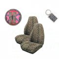 Multi B A Set Of 2 Universal Fit Animal Print High Back Bucket Seat Covers Wheel Cover Shoulder Pads And 1 Key Fob Cheetah Tan 