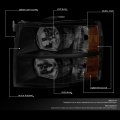 Tinted Housing Amber Corner Headlight Lamps Tool Kit Compatible With Chevy Silverado 07-14