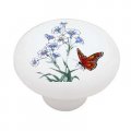 Gotham Decor Butterfly And Flowers Ceramic Drawer Knob 