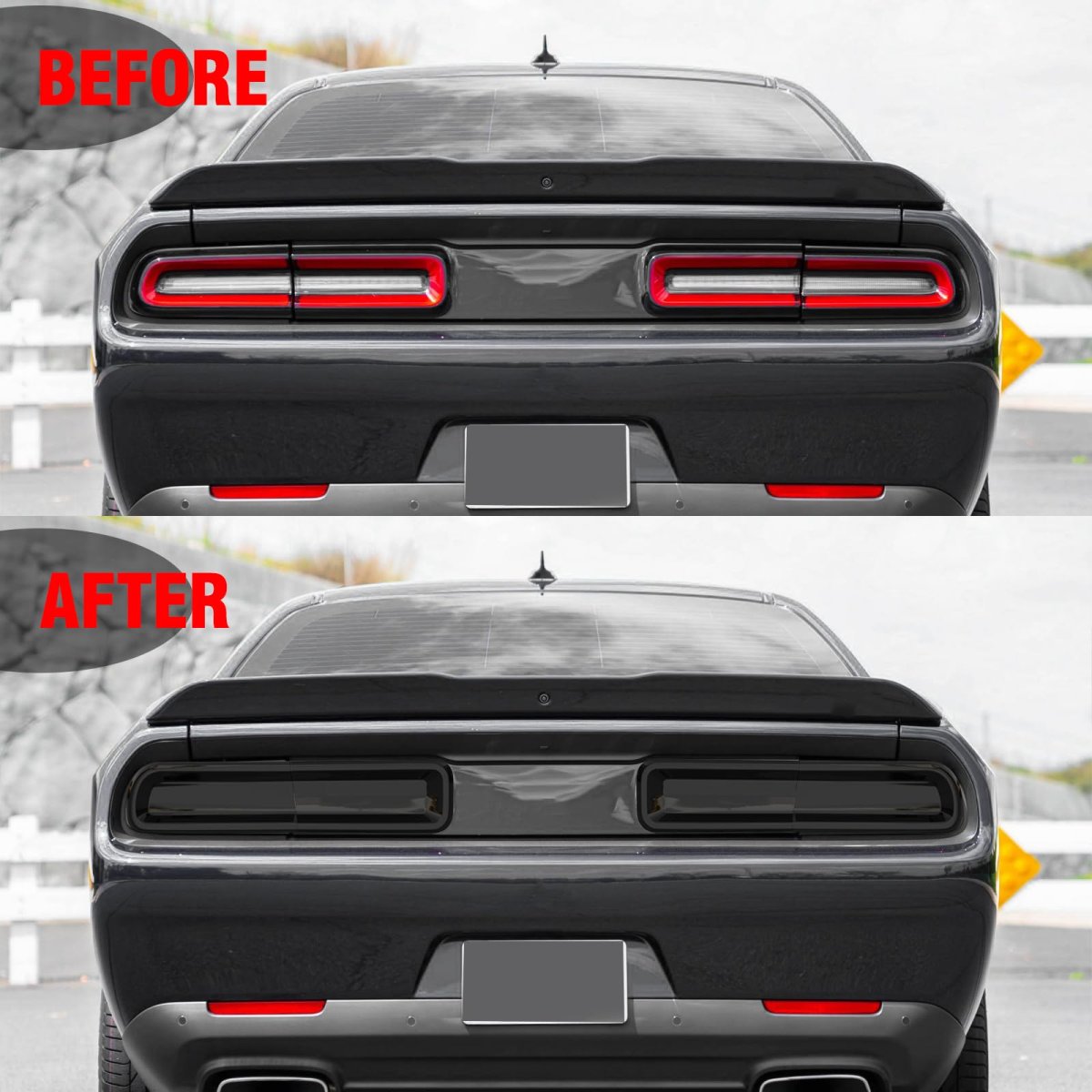 Smoked Tail Light Covers For 2015 2023 Dodge Challenger Rear Guards Kit Black Abs Plastic Protective Trim 4 Piece Set