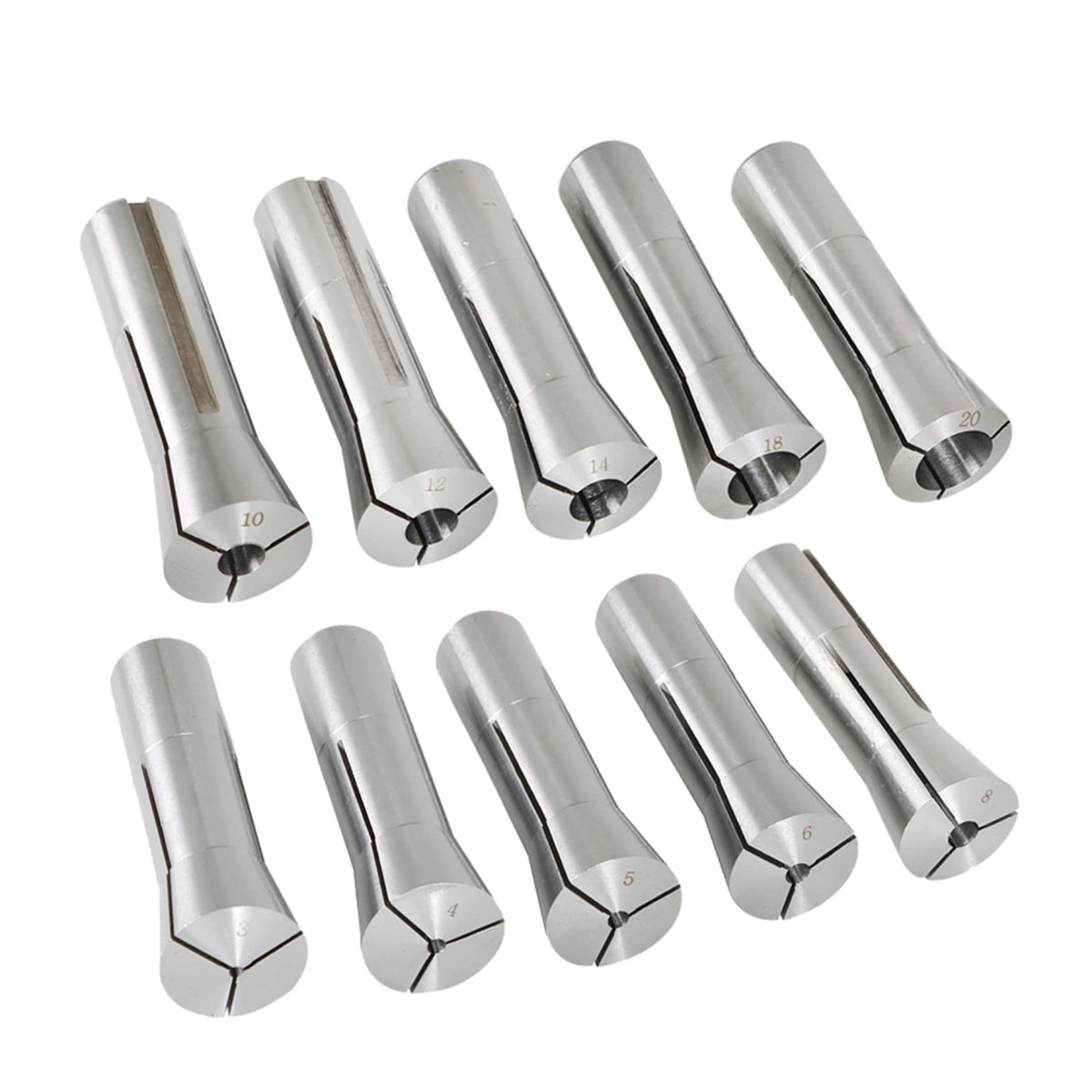 R8 Collet Set 3 To 20mm For Milling Machine Spindle Taper Bore 0 0006 Tir Accuracy 10 Pack With Storage Case