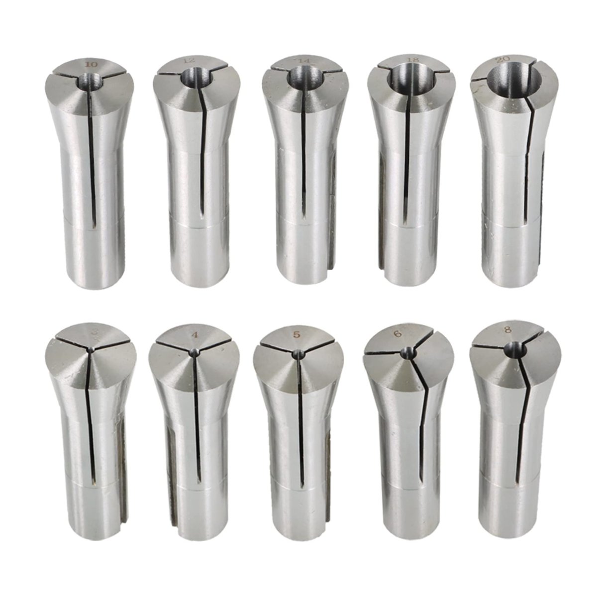 R8 Collet Set 3 To 20mm For Milling Machine Spindle Taper Bore 0 0006 Tir Accuracy 10 Pack With Storage Case