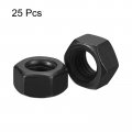 Uxcell 7 16-14 Unc Hex Nuts Carbon Steel Grade 8 Black Oxide Hexagon Nut For Screw Bolt 25 Of Pack