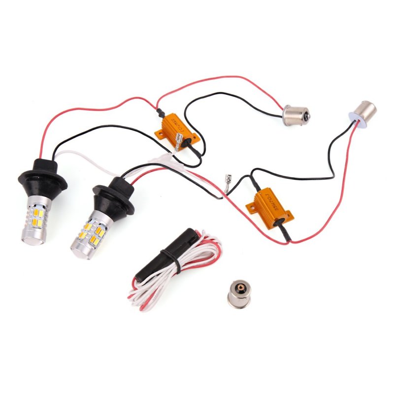2pcs Canbus Error Free 1156 20 2835 Led White Yellow Car Turn Signal Light Daytime Running Lamp W Load Resistor Ba15s 1073 5007