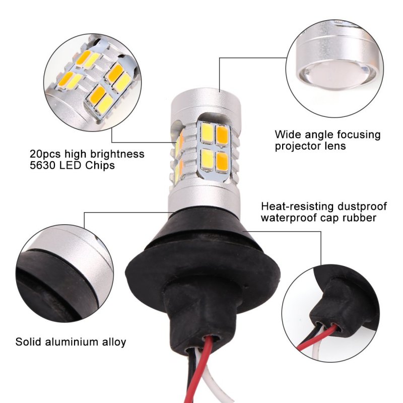 2pcs Canbus Error Free 1156 20 2835 Led White Yellow Car Turn Signal Light Daytime Running Lamp W Load Resistor Ba15s 1073 5007