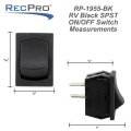 Recpro Rv Single Pole Throw Rocker Switch 20a 12v Dc Mini On Off Spst Black