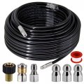 Twinkle Star Sewer Jetter Kit For Pressure Washer -100 Ft Hose 1 4 Inch Npt Drain Cleaning Button Nose Rotating Jetting Nozzle 