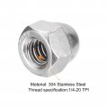 Uxcell 1 4-20 Acorn Cap Nuts 100pcs 304 Stainless Steel Hardware Hex Dome Head For Fasteners Silver