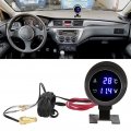 Car Water Temperature Gaugea Qiilu Round Digital Round Gauge Led Voltmeter Dc 9va 36v With For Motorcycle Atv