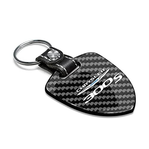 Chrysler 300s Soft Real Leather Shield-style Key Chain Carbon Fiber