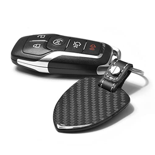 Chrysler 300s Soft Real Leather Shield-style Key Chain Carbon Fiber