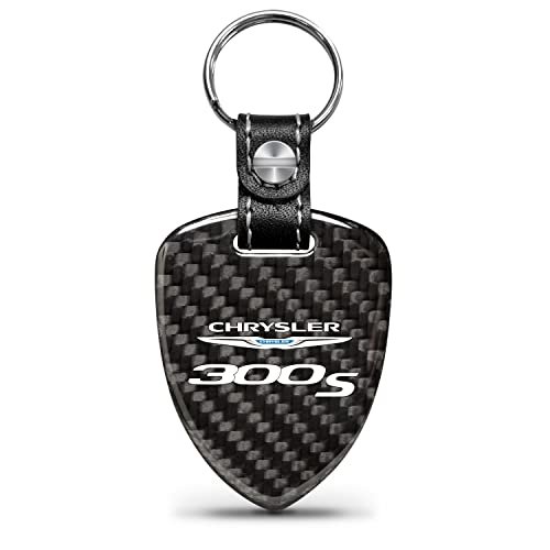 Chrysler 300s Soft Real Leather Shield-style Key Chain Carbon Fiber