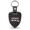 Chrysler 300s Soft Real Leather Shield-style Key Chain Carbon Fiber 