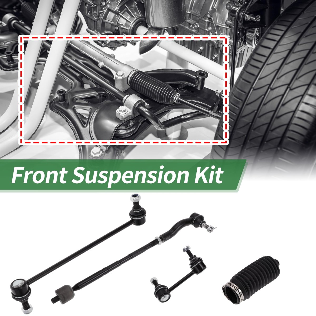 10pcs Front Suspension Kit Inner Outer Tie Rod End Sway Bar Link With Boots For Scion Tc 2005-2010 No K80230 K750009 Es3654