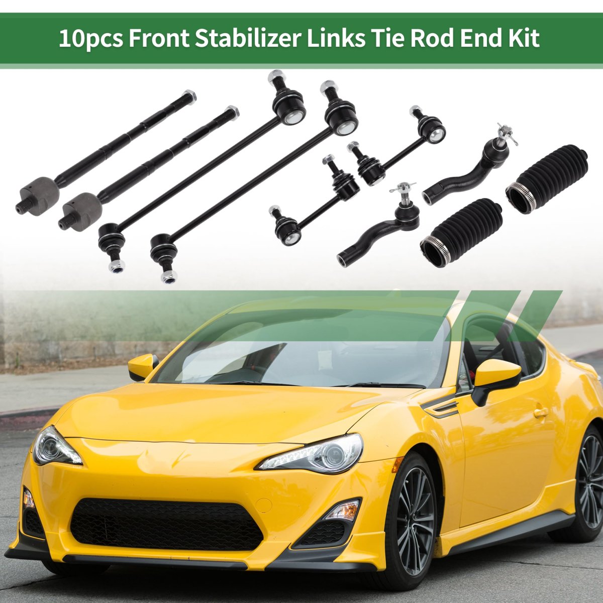 10pcs Front Suspension Kit Inner Outer Tie Rod End Sway Bar Link With Boots For Scion Tc 2005-2010 No K80230 K750009 Es3654