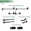 10pcs Front Suspension Kit Inner Outer Tie Rod End Sway Bar Link With Boots For Scion Tc 2005-2010 No K80230 K750009 Es3654