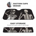 Vantaso Funny Skull Car Windshield Sunshade Cute Skeleton Front Window Umbrella Foldable Shade Sun Visor For Suv 55x27 5inch