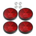 Front Lower Fork Reflector Sticker Rear Saddlebag Reflective Cover Universal Round Red With Screw 4 Pcs 