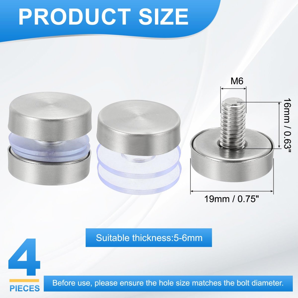 4 Pcs Sign Standoff Screws 0 8x0 7 In Stainless Steel Nail Advertising Glass For Acrylic Frame Board Connect And Fix Brushed