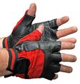 Spandex And Leather Fingerless Gloves-black 