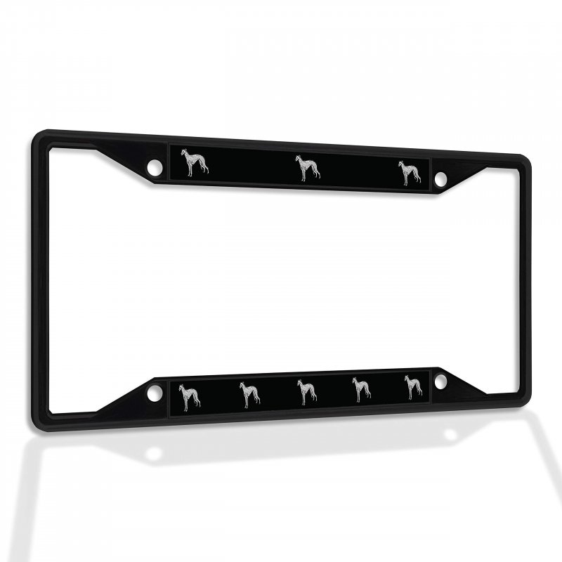 Fastasticdeals Metal Insert License Plate Frame Greyhound Dog A Weatherproof Car Accessories Black 4 Holes Solid