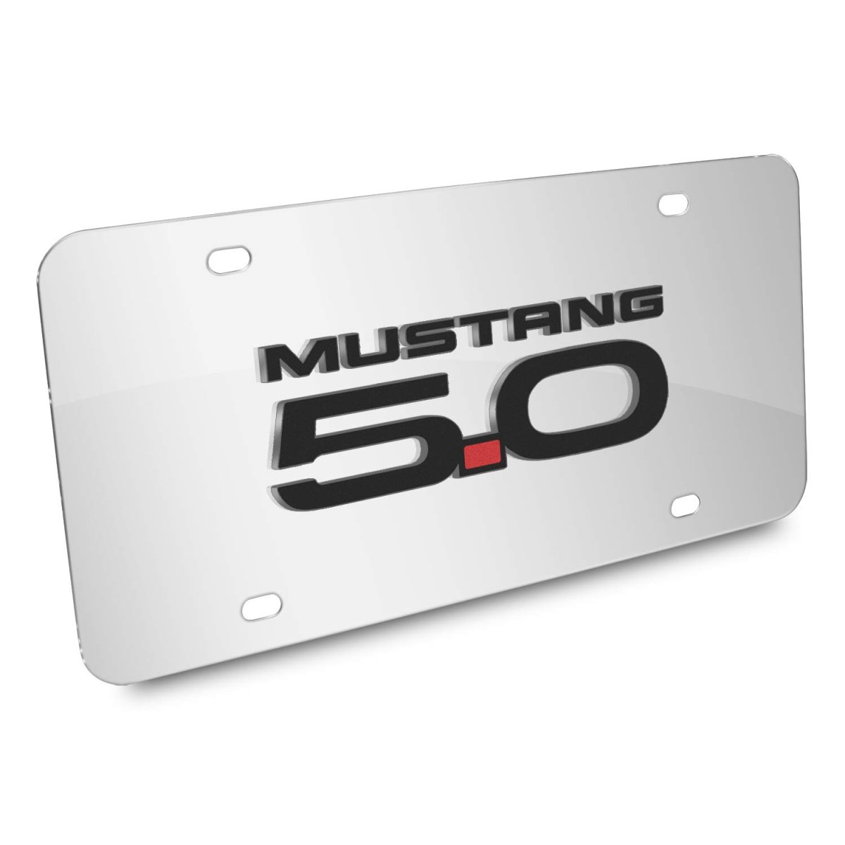 Ford Mustang 5 0 3d Logo Mirror Chrome Stainless Steel License Plate Official Licensed