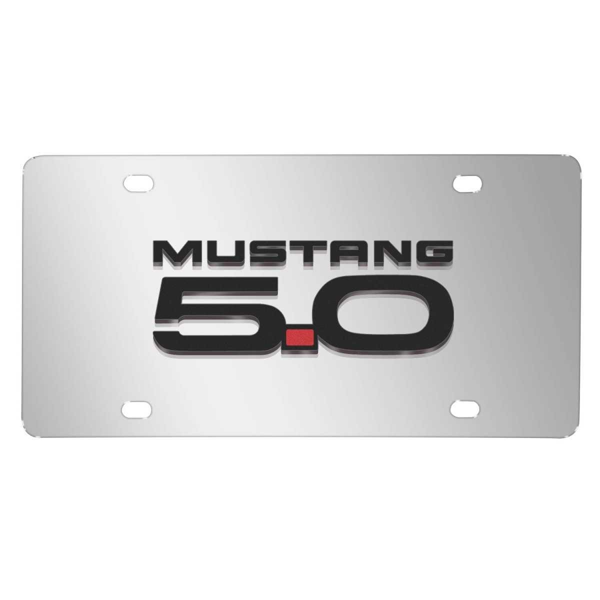 Ford Mustang 5 0 3d Logo Mirror Chrome Stainless Steel License Plate Official Licensed