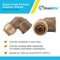 Sharkbite 1 2 Inch X 90 Degree Female Adapter Elbow Push To Connect Brass Plumbing Fitting Pex Pipe Copper Cpvc Pe-rt Hdpe