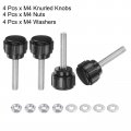 Uxcell 4 Set M4 X 20mm Male Thread Knurled Knobs Thumb Screws With Nuts Washers Clamping Knob Grip 14mm Plastic Head Hand
