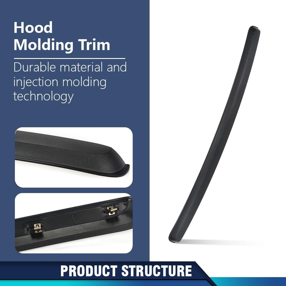 Hood Molding Trim For Gmc Sierra 1500 2007 2013 2500 Hd 3500 2010 Black Panel Replaces 10385157 And Gm1235110