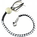 Dream Apparel 36 Leather Motorcycle Get Back Whip For Handlebar Fringed Biker With Pool Ball Black And White 