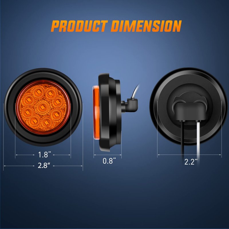 Nilight 2inch Round Marker Light 2pcs Amber 9led Led Clearance Flush Mount With Plug Grommet Pigtail Hardwired For 12v Truck