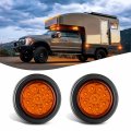 Nilight 2inch Round Marker Light 2pcs Amber 9led Led Clearance Flush Mount With Plug Grommet Pigtail Hardwired For 12v Truck 
