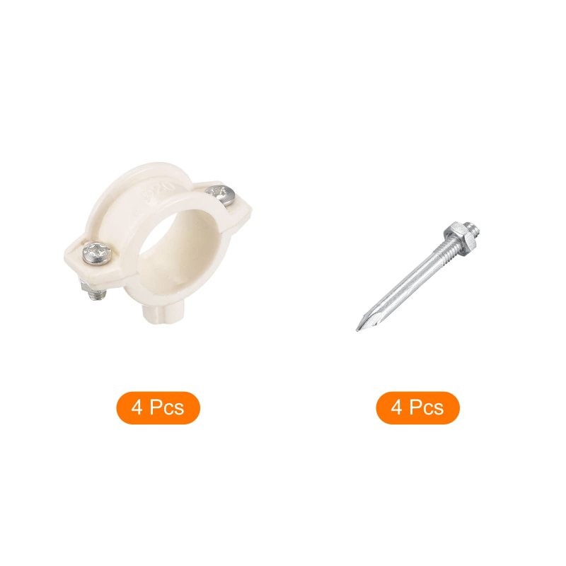 20mm Dia Pipe Hose Clips Pvc Bracket Clamps Split Ring Hangers Support With Nail For Water 4pcs