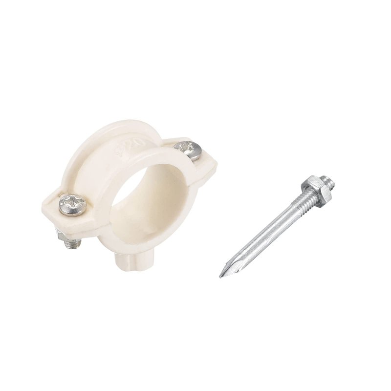 20mm Dia Pipe Hose Clips Pvc Bracket Clamps Split Ring Hangers Support With Nail For Water 4pcs
