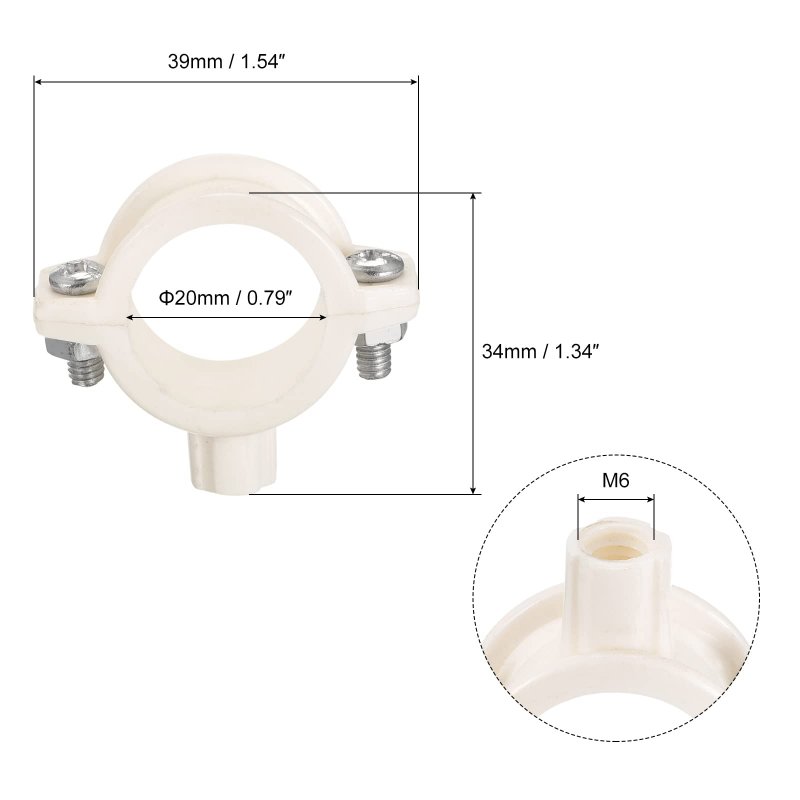 20mm Dia Pipe Hose Clips Pvc Bracket Clamps Split Ring Hangers Support With Nail For Water 4pcs