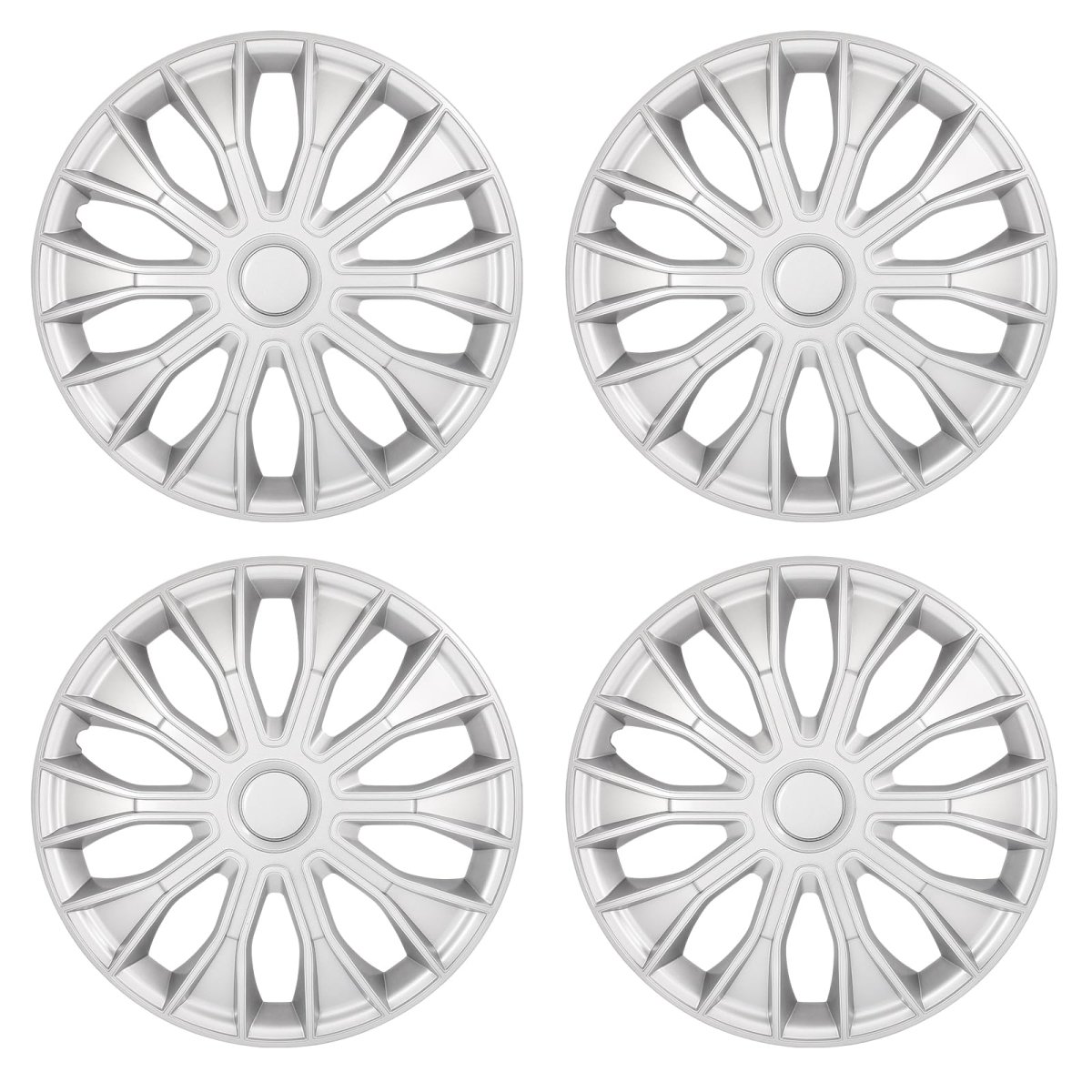 15 In Silver Hubcaps Wheel Covers Universal Set For Most Cars And Trucks Durable Abs Plastic Snap On Full Lug Skin Accessories