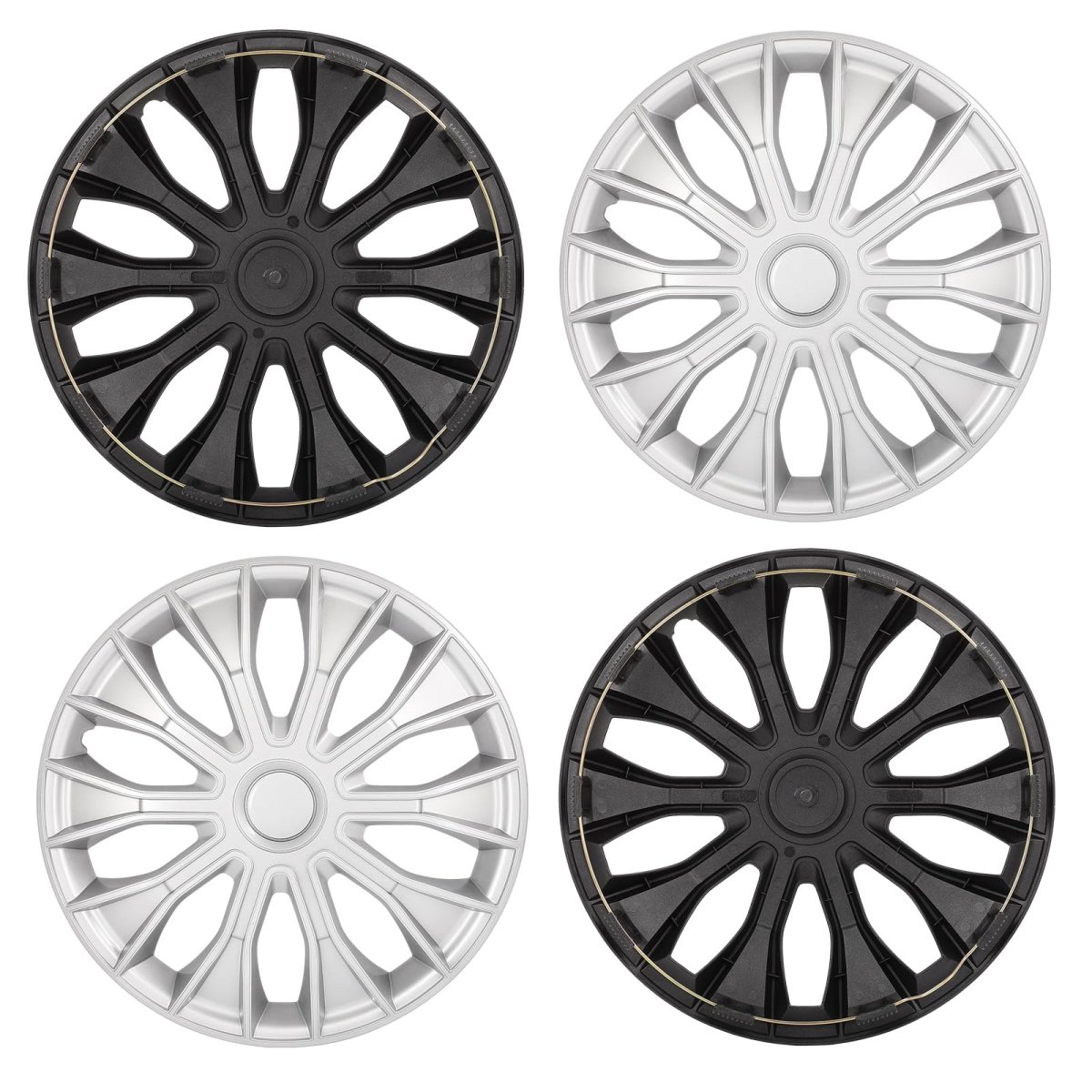 15 In Silver Hubcaps Wheel Covers Universal Set For Most Cars And Trucks Durable Abs Plastic Snap On Full Lug Skin Accessories