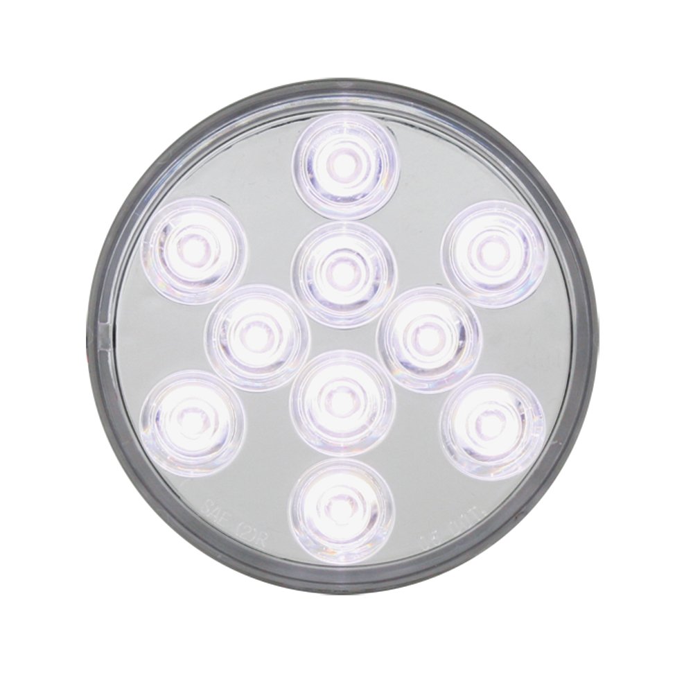 White 4 In Round Mega 10 Plus Led Back Up Sealed Light With Mirror Finish Model 77458 Waterproof Rear Lighting For Trucks