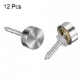 Uxcell Mirror Screws 12mm 0 47 12pcs Decorative Cap Fasteners Cover Nails Wire Drawing Silver Tone 304 Stainless Steel