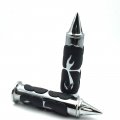 Hongk- Motorcycle Chrome Spike Comfort Rubber Flame Hand Grip 25mm 1 Inch Compatible With Suzuki Intruder Boulevard C90 C50 M50